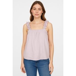 LAKE Lavender Swiss Dot Ruffle Sleeve Cotton Cami
